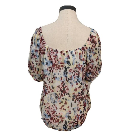 Banana Republic NEW Women's Blouse Floral Size M Puff Sleeve Sweetheart Neck. - Picture 2 of 6
